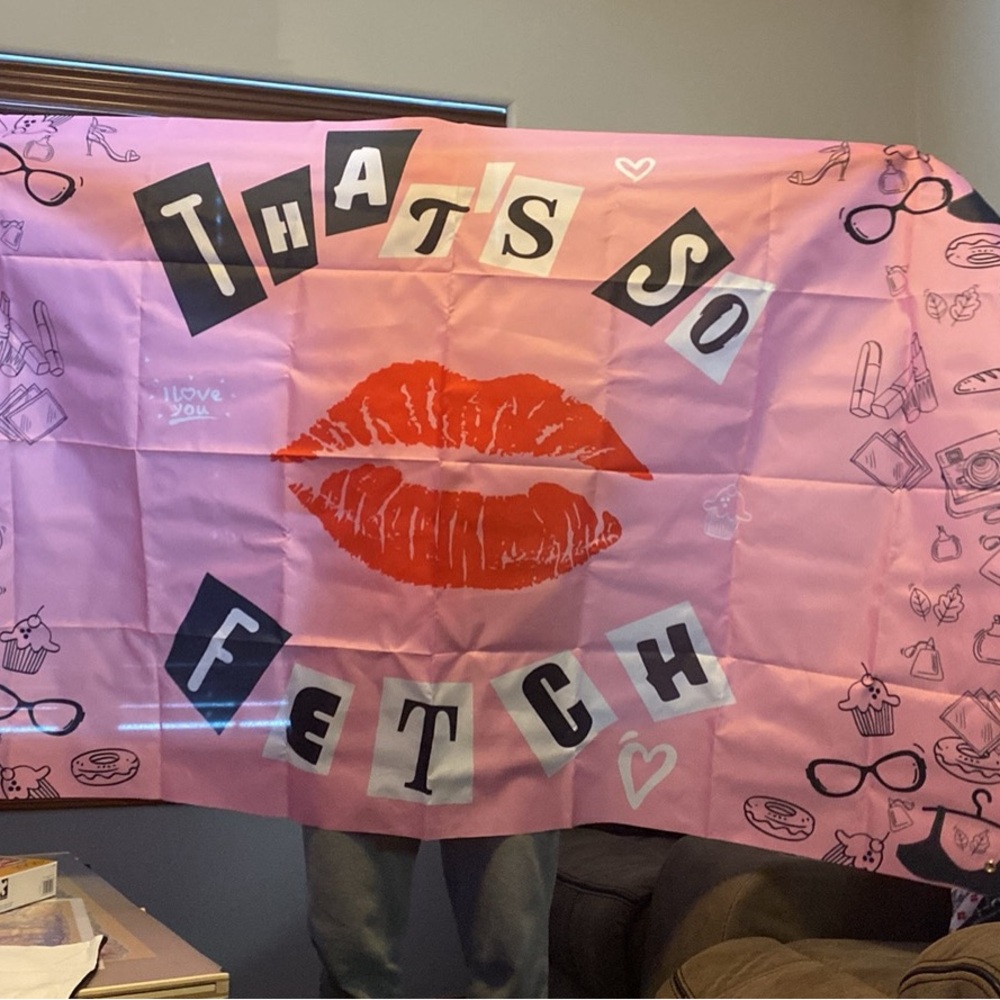 Pink 'That's So Fetch' Lip Print Banner